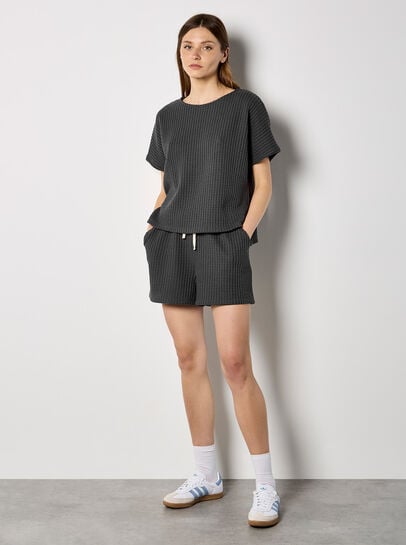 Waffle Knit Oversized T-Shirt