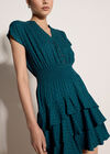 Geo Print Ruffle Mini Dress, Teal, large
