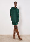 Textured Cable Knit Cocoon Jumper Mini Dress, Green, large