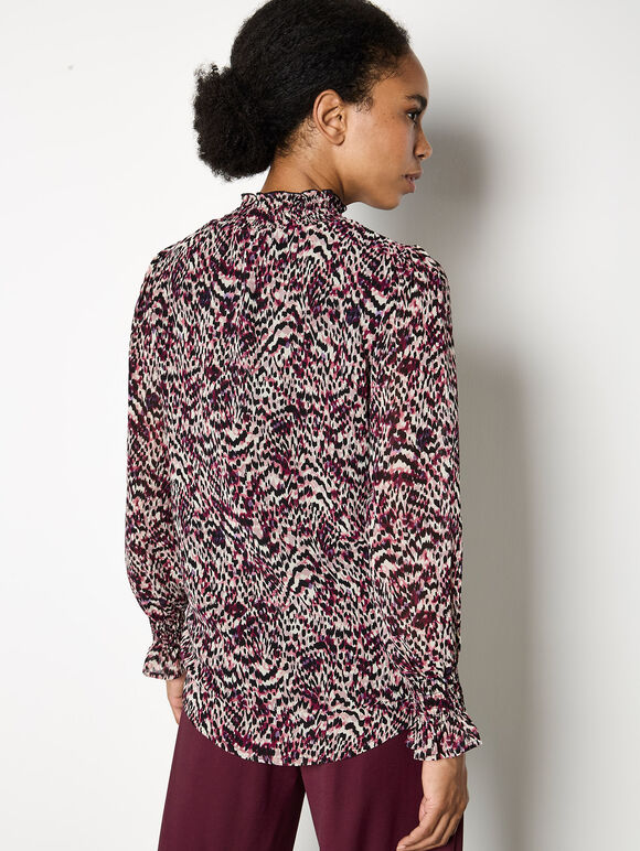 Animal Print Chiffon Top, Pink, large