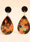 Acrylic Bead Marble Drop Earrings, Black, large