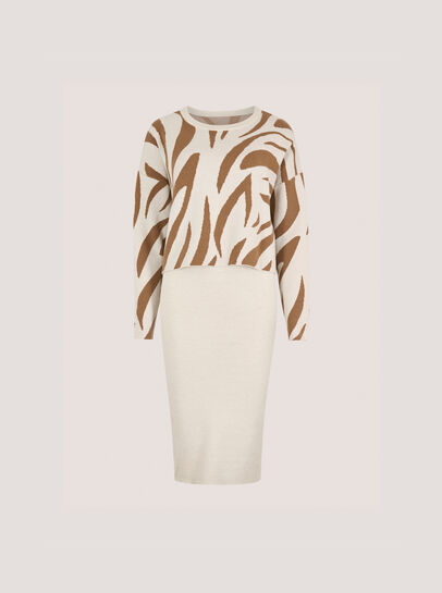 Zebra Jumper Knitted Midi Dress Set