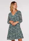 Floral Babydoll Mini Dress, Green, large