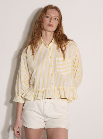 Stripe Ruffle Hem Shirt