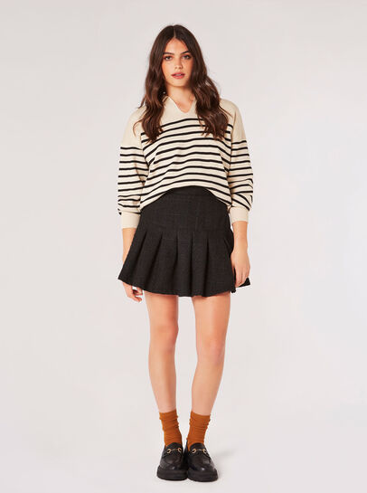 Tweed Box Pleat Mini Skirt