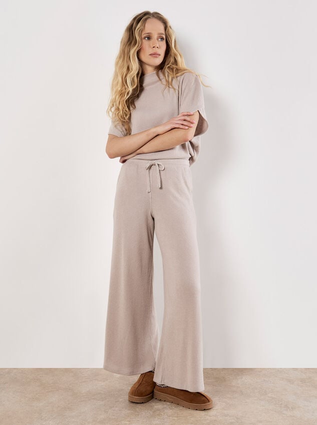 Soft Knit Wide Leg Trousers, Stone, large