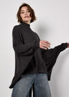 Mock Neck Oversized Soft Knit Top, Dark Grey - Charcoal, large