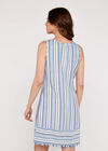 Chambray Stripe Fringe Tunic, Blue, large