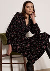 Floral Print Midi Dress, Black, large