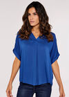 Chevron V Neck Top, Blue, large