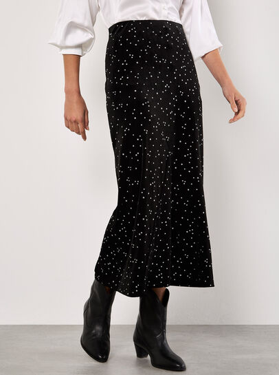 Star Velvet Midi Skirt