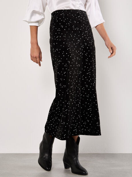 Star Velvet Midi Skirt