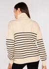 Striped Roll Neck Jumper, Stone, large
