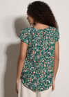 Ditsy Floral Print Top, Green, large