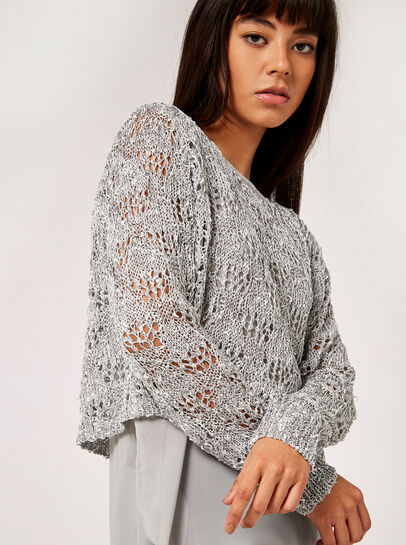 Sequin Chiffon Layered Knit Top