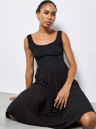 Jersey Bodice Midi Dress