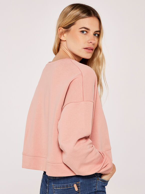 Cropped Sweatshirt, Pink, large