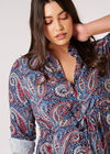 Curve Paisley Shirt Mini Robe, Bleu, grand