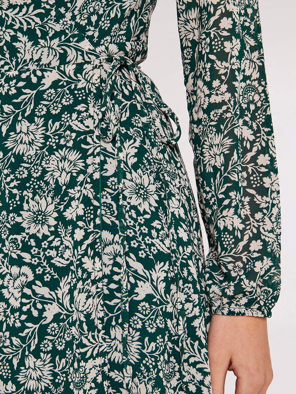 Floral Wrap Maxi Dress, Green, large