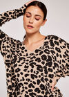 Leopard Print Soft Jumper, Stone, large