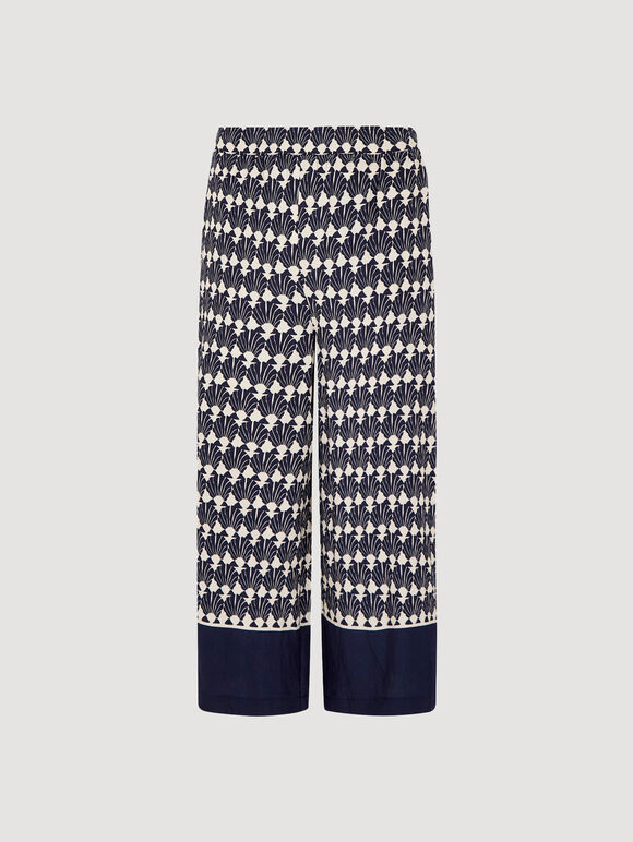 Geo Shell Culotte Trousers, Navy, large