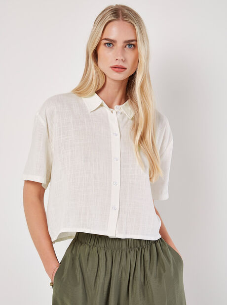 Chemise boxy en lin mélangé