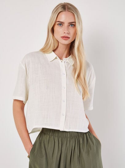 Linen Blend Boxy Shirt