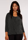 Curve Sparkle Wrap Top, Black, large