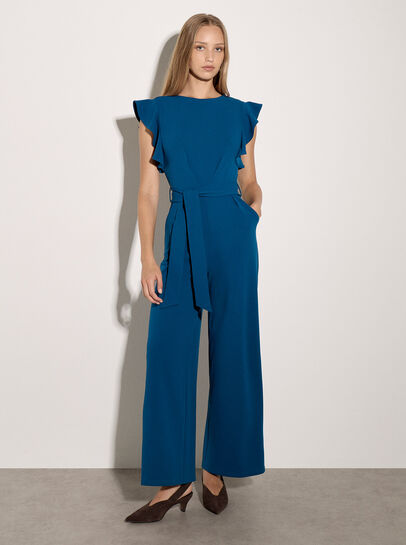 Ruffle Sleeve Jersey Jumpsuit