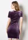 Velvet Ruched Bodycon Mini Dress, Purple, large