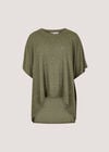 Waffle Knit Tunic Top, Khaki, large