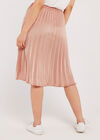 Pleated Satin Crepe Skirt, Pink, large