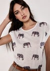 Elephant Print Slub T-Shirt, Navy, large