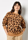 Leopard Print Soft Knit Jumper, Stone, large