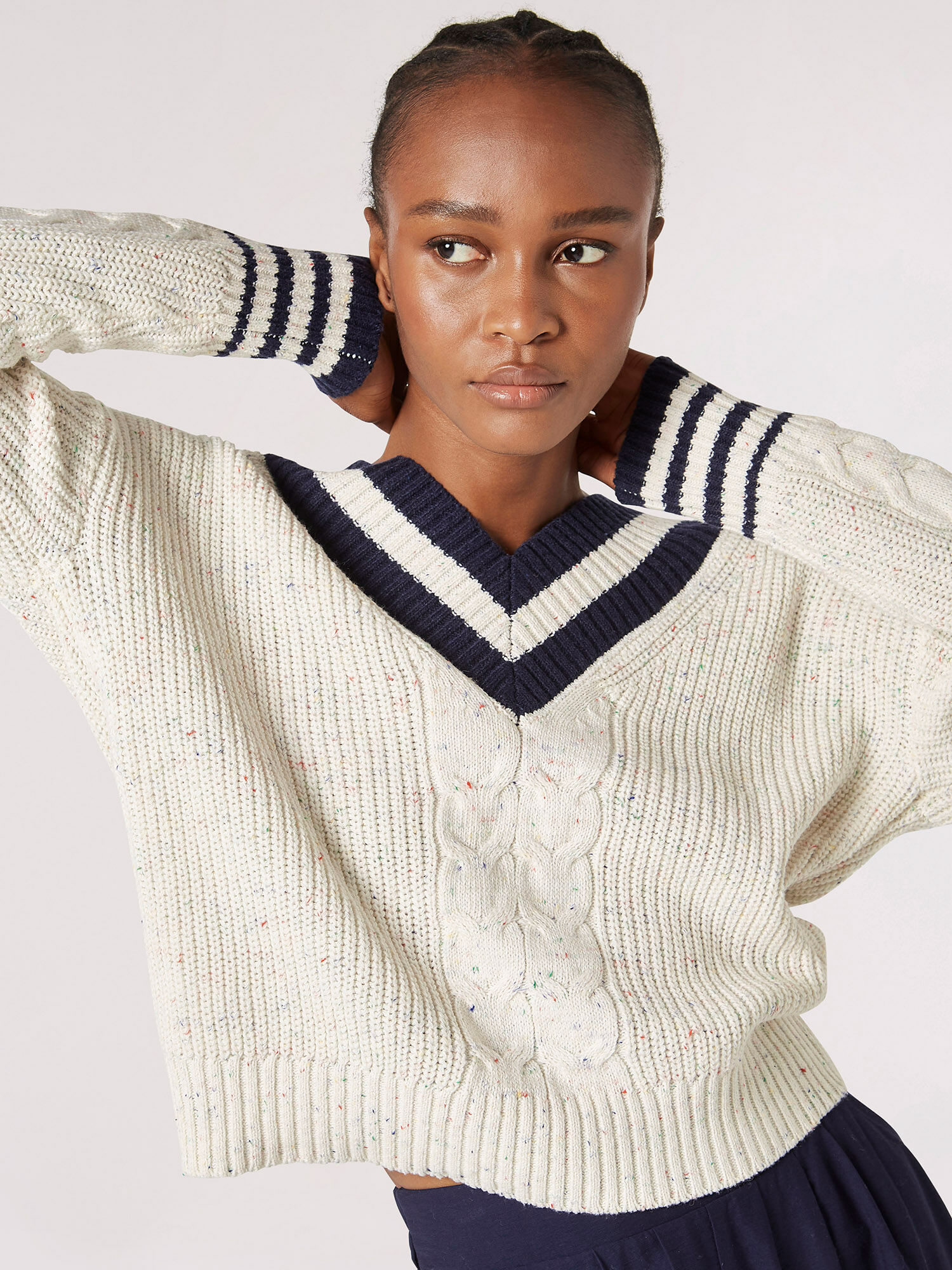 Pull De Cricket En Maille Epaisse A Motifs Mouchetes Vetements Apricot