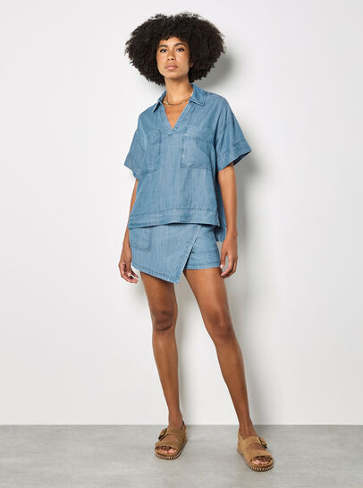 Denim Wrap Mini Skort