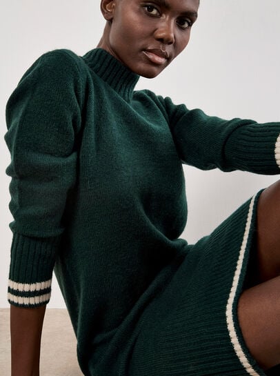 Tipped Knitted Jumper Midi Dress