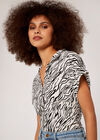 Zebra Print Sleeveless Shirt, White, large
