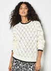 Pointelle Knit Blanket Stitch Jumper, White, large