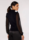 Ruffle Chiffon Sleeve Jumper, Black, large