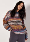 Boho Stripe Oversized Jumper, Purple, large