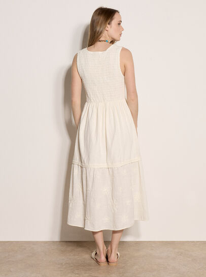 Embroidered Floral Tiered Maxi Dress