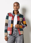 Colourful Check Fleece Jacket, Grey, large