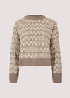 Cropped Chenille Twisted Cable Jumper, Stone, large