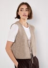 Scallop Edge Waffle Knit Waistcoat, Brown, large