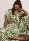 Palm Print Midi Skirt, Cream, large