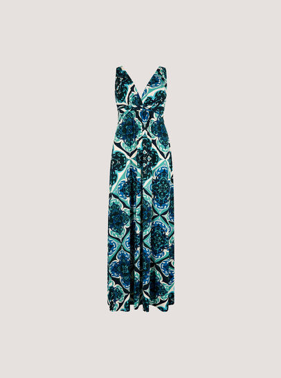 Tile Print Jersey Maxi Dress