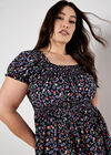 Garden Floral Milkmaid Midi Dress, Navy, large