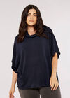 Curve Roll Neck Cape, Navy, large