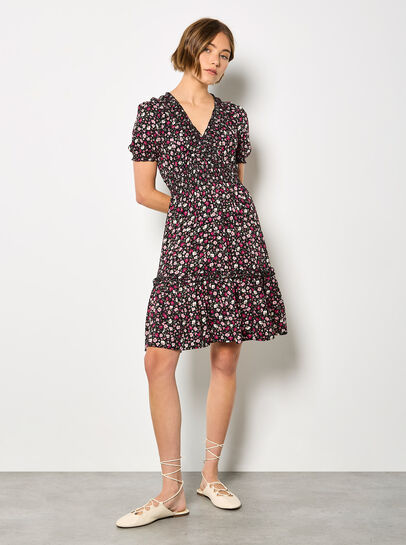 Ditsy Floral Smocked Mini Dress